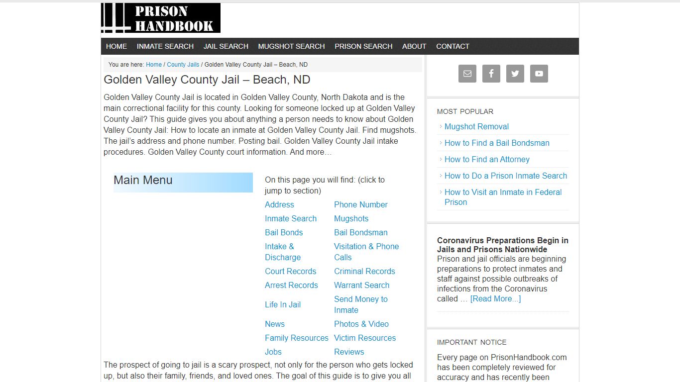 Golden Valley County Jail – Beach, ND - prisonhandbook.com