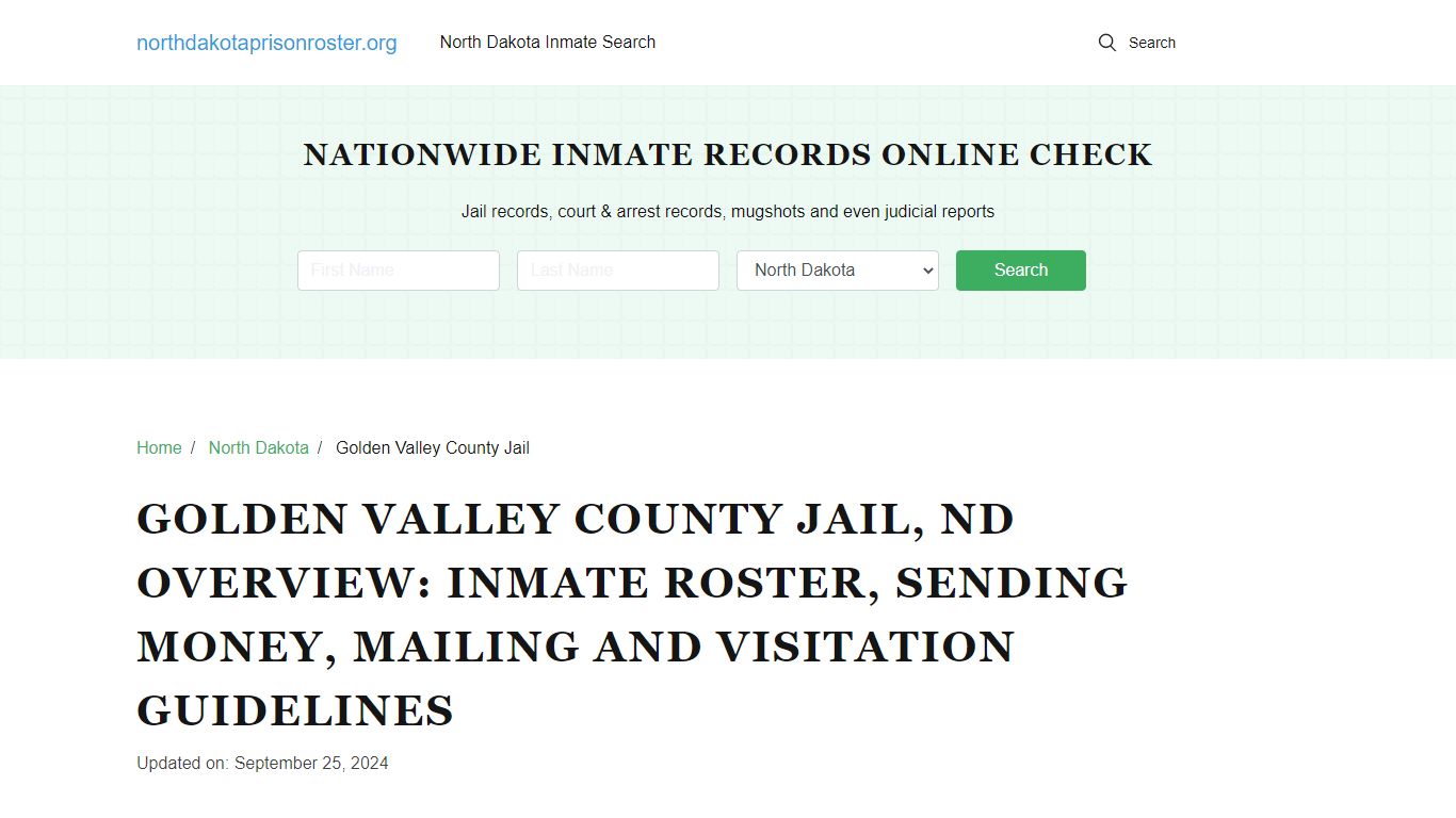 Golden Valley County Jail, ND: Offender Search, Visitation & Contact Info